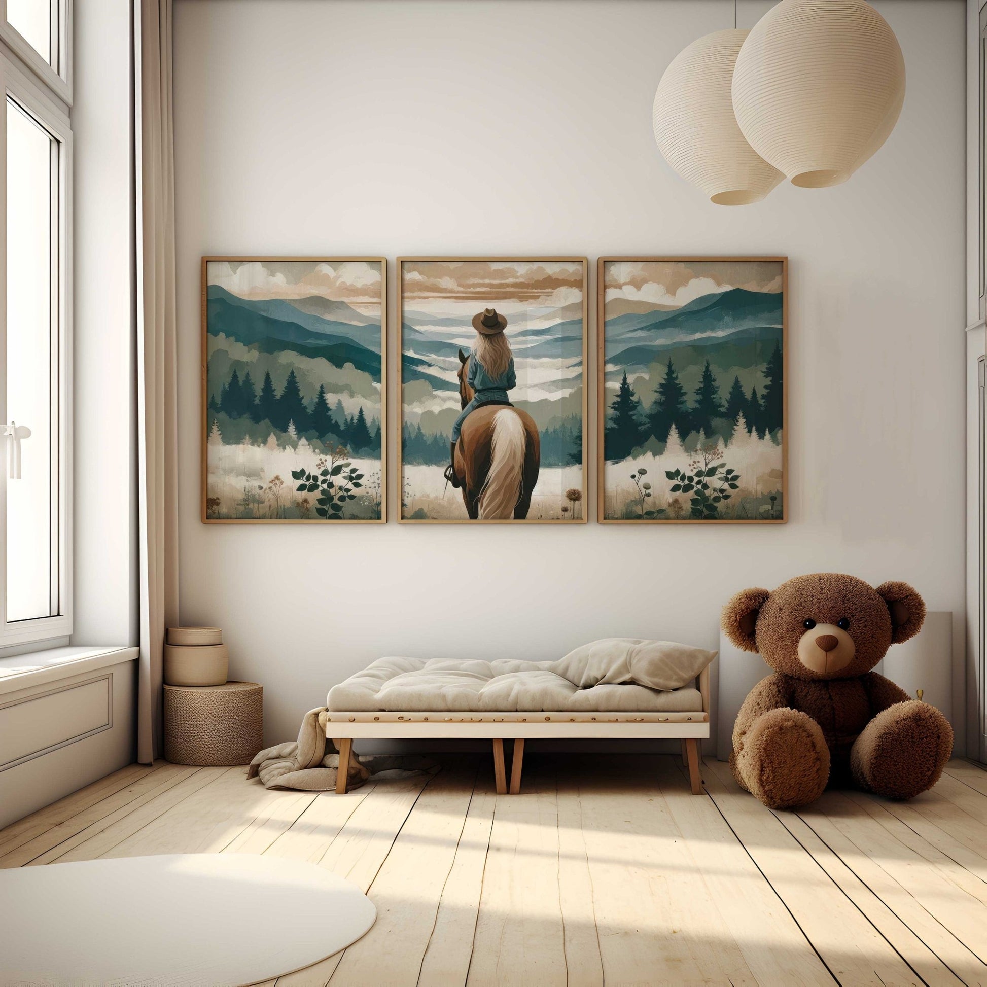 Girl and Horse Prints, Equestrian Nursery Decor, Gifts for Young Girl - WildfieldPrints