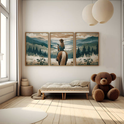 Girl and Horse Prints, Equestrian Nursery Decor, Gifts for Young Girl - WildfieldPrints