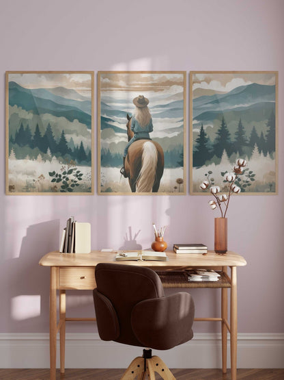 Girl and Horse Prints, Equestrian Nursery Decor, Gifts for Young Girl - WildfieldPrints