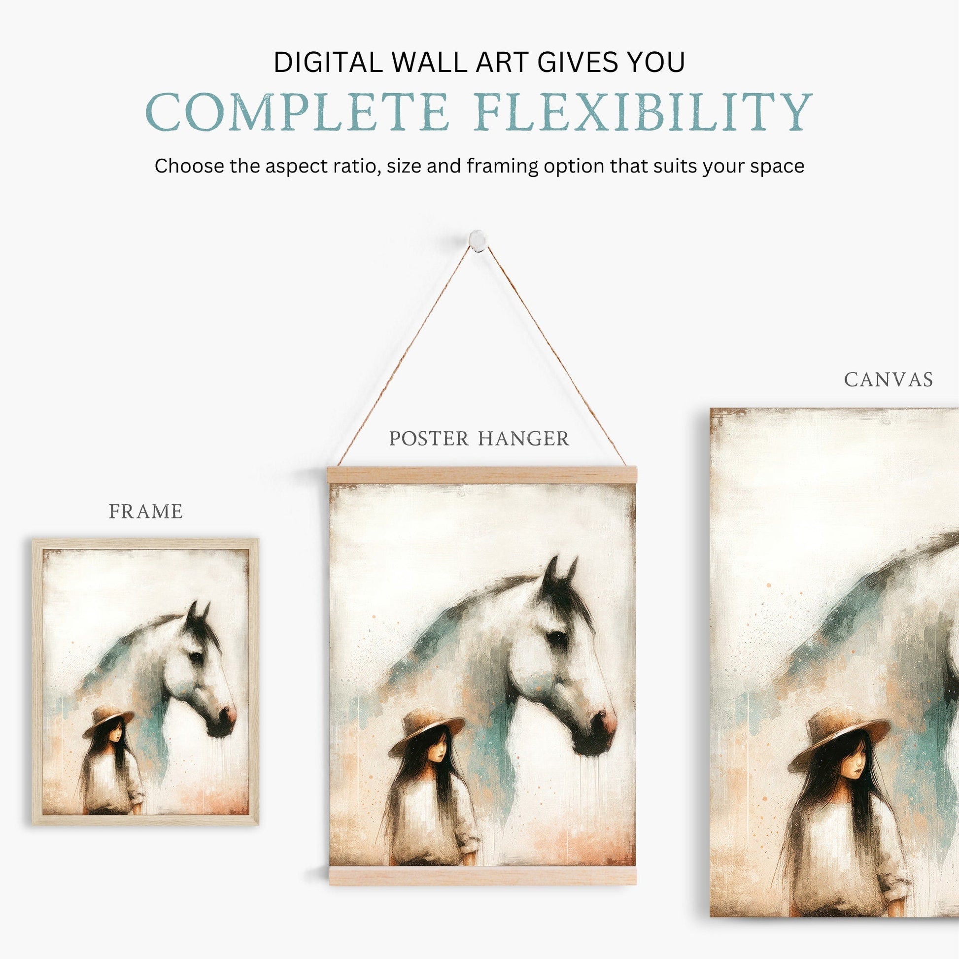 Girl and Horse Prints, Equestrian Nursery Decor, Vintage Wall Art - WildfieldPrints