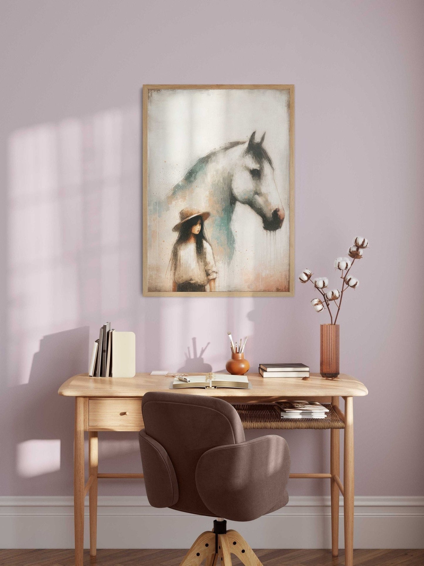 Girl and Horse Prints, Equestrian Nursery Decor, Vintage Wall Art - WildfieldPrints