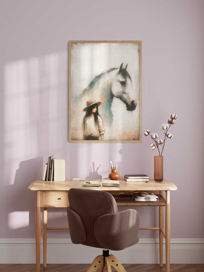 Girl and Horse Prints, Equestrian Nursery Decor, Vintage Wall Art - WildfieldPrints