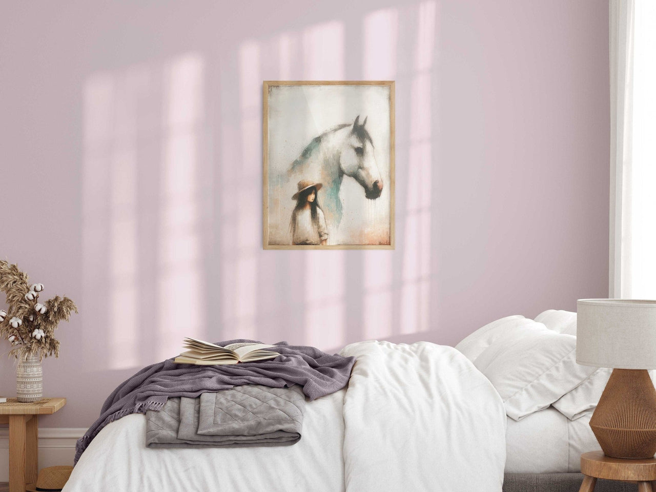 Girl and Horse Wall Art – Equestrian Nursery Print