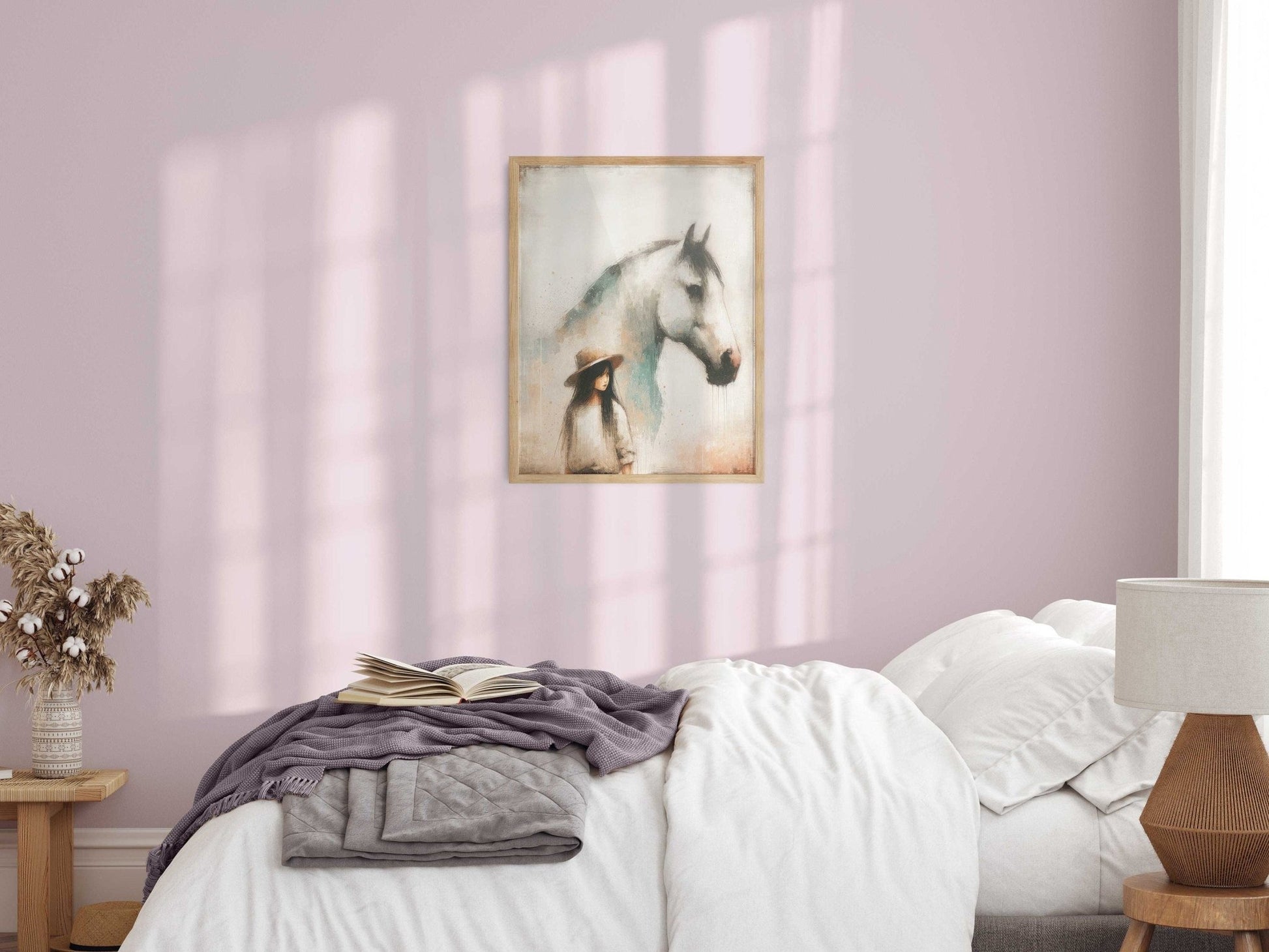 Girl and Horse Prints, Equestrian Nursery Decor, Vintage Wall Art - WildfieldPrints