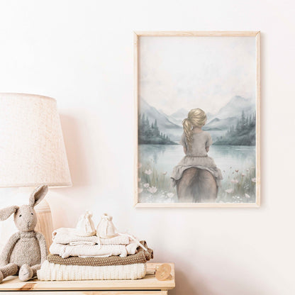 Girl and Horse Wall Art, Equestrian Decor for Girls' Room, Gift Idea - WildfieldPrints