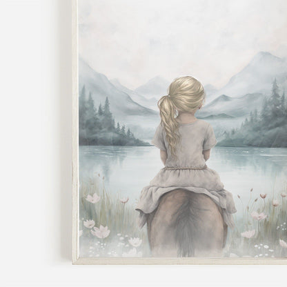 Girl and Horse Wall Art, Equestrian Decor for Girls' Room, Gift Idea - WildfieldPrints
