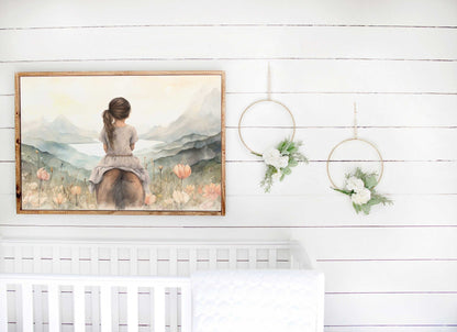 Girl and Horse Wall Art, Equine Gift for Girls, Horse Room Decor - WildfieldPrints