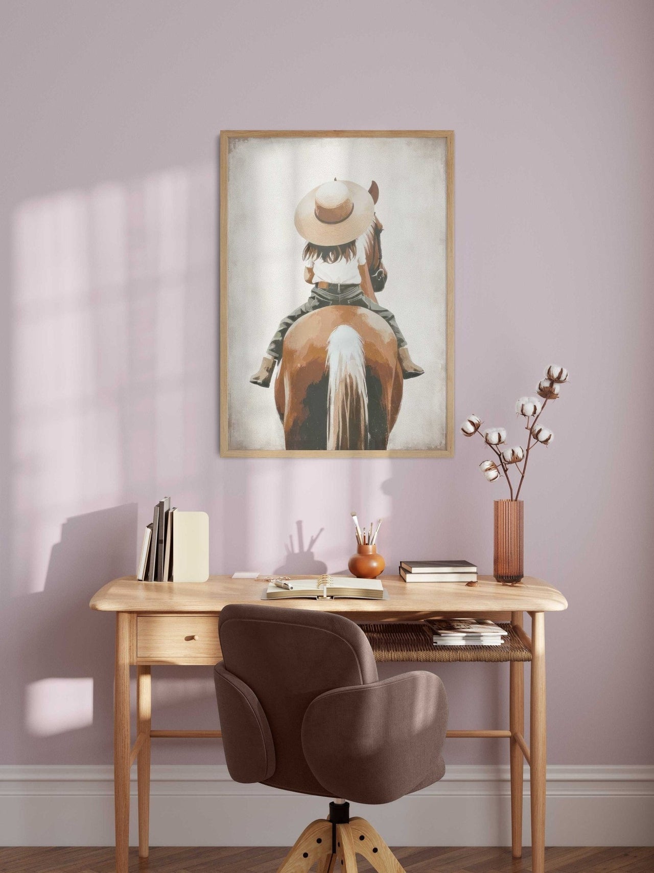 Brown Horse Wall Art – Equestrian Girls Room Print