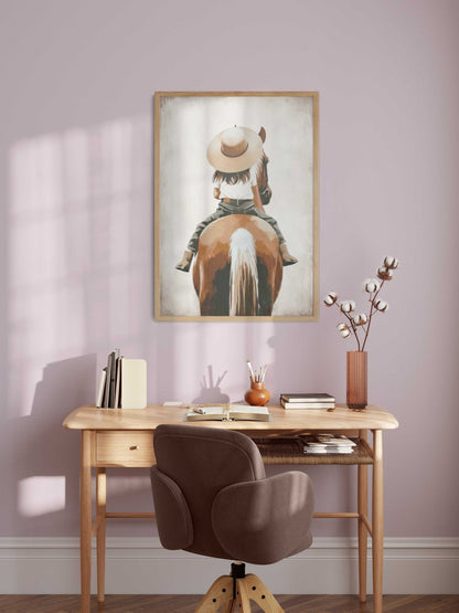 Girl and Horse Wall Art, Horse Print for Girls Room, Riding Decor - WildfieldPrints