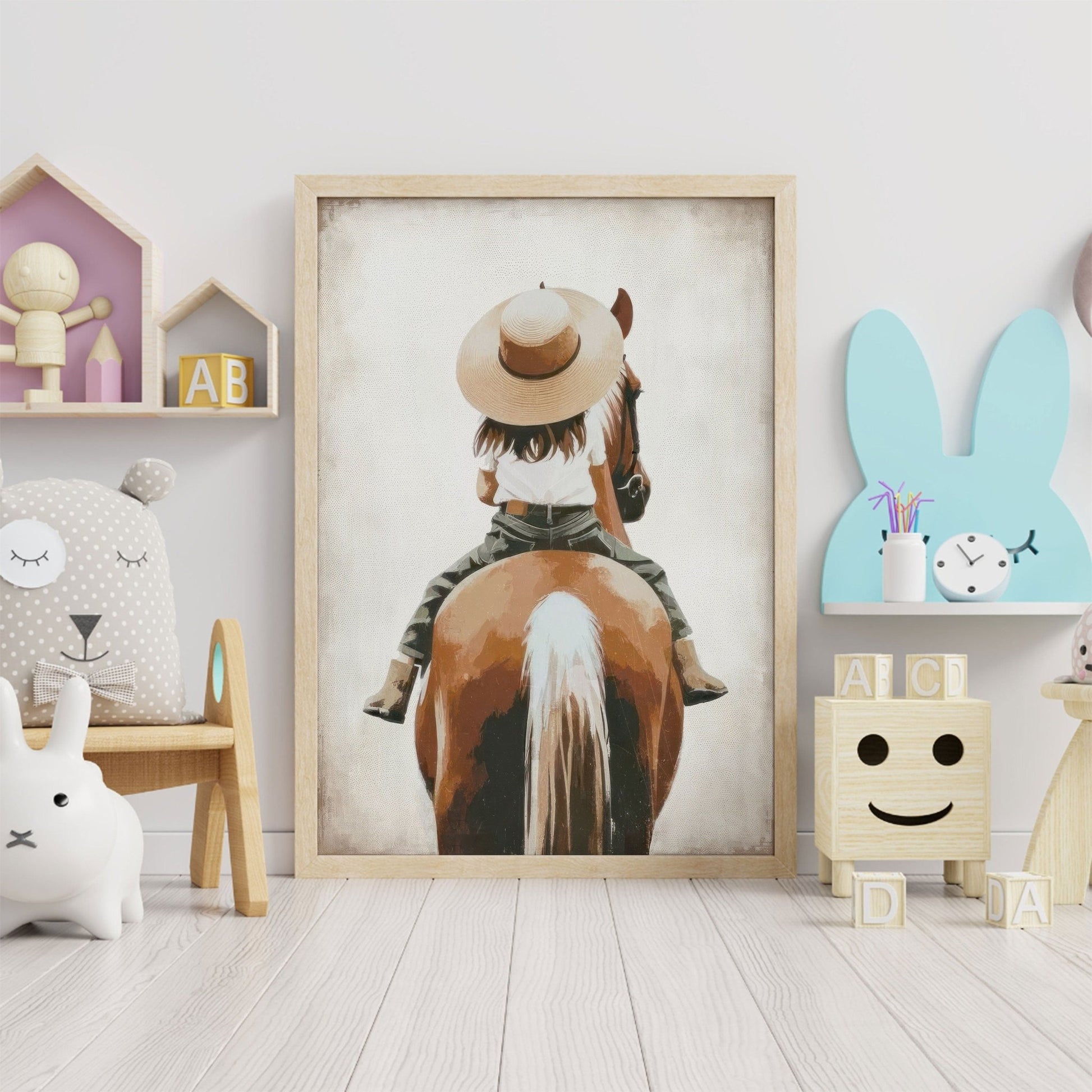 Girl and Horse Wall Art, Horse Print for Girls Room, Riding Decor - WildfieldPrints
