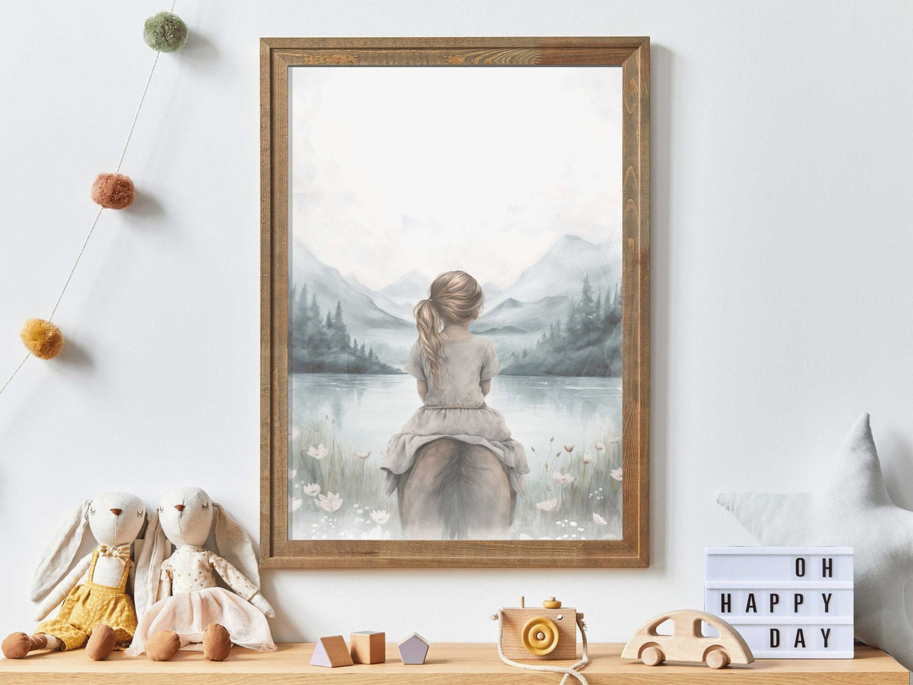 Girl and Horse Wall Art – Equestrian Girls Room Print