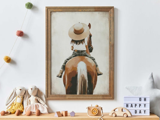 Girl and Horse Wall Art, Horse Print for Girls Room, Riding Decor - WildfieldPrints