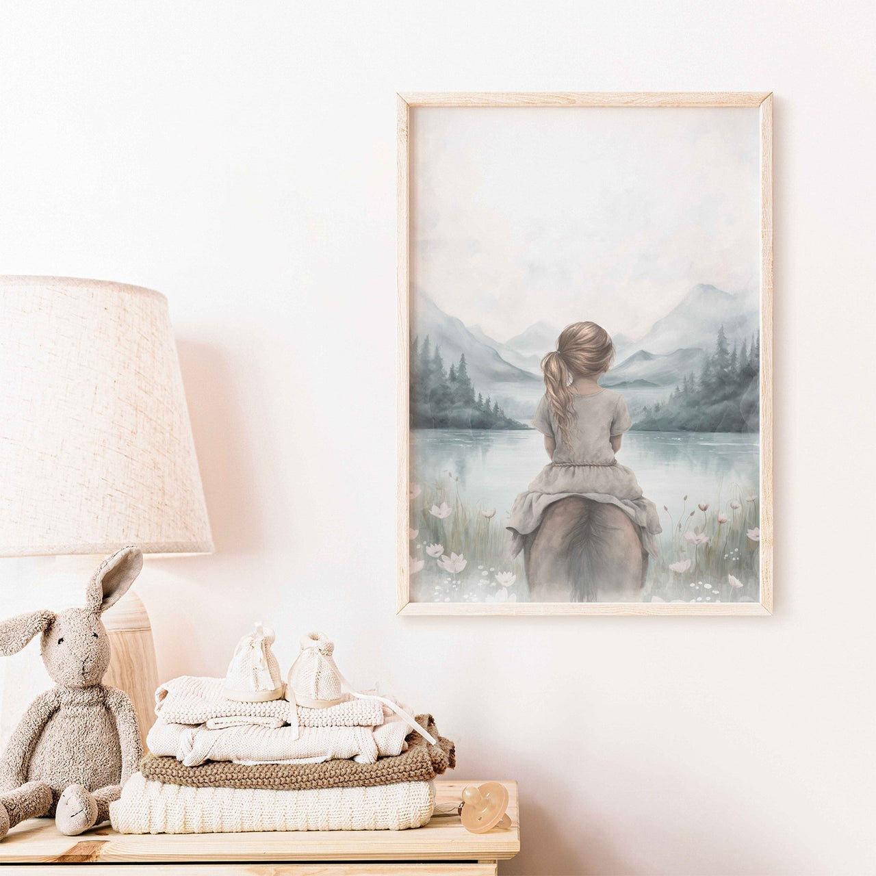 Girl and Horse Wall Art – Equestrian Girls Room Print