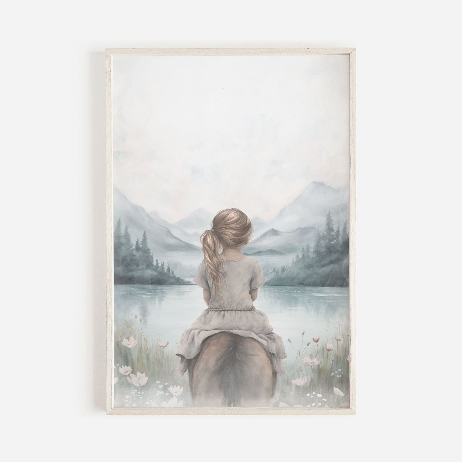 Girl and Horse Wall Art, Horse Print for Girls Room, Riding Decor - WildfieldPrints