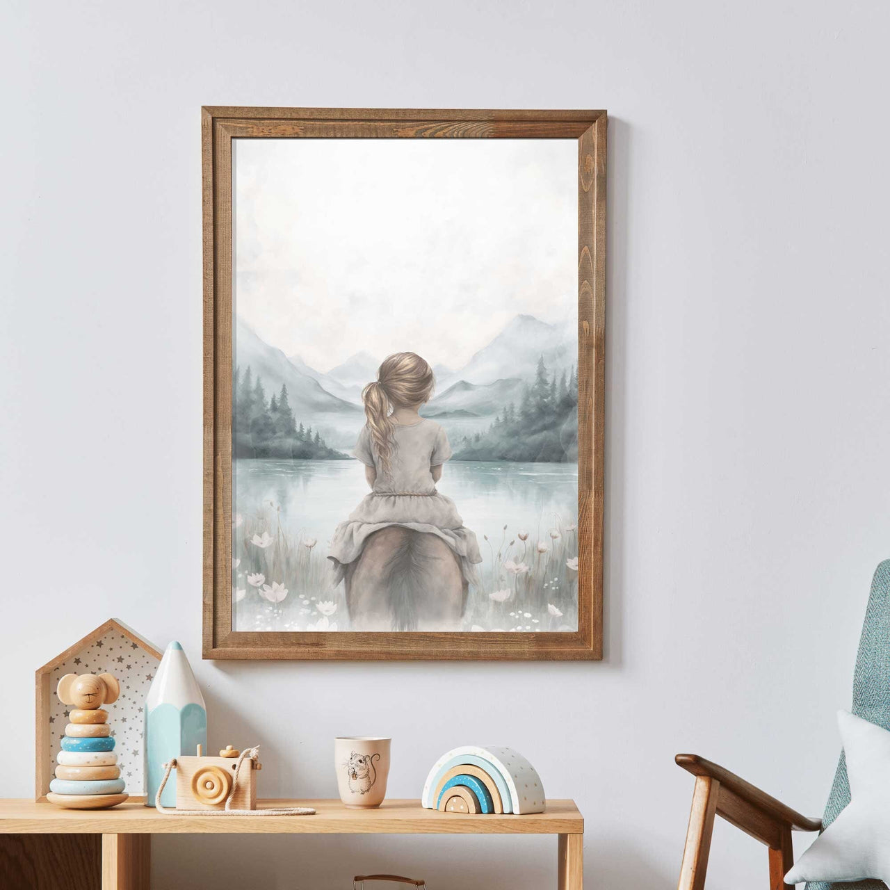 Girl and Horse Wall Art – Equestrian Girls Room Print