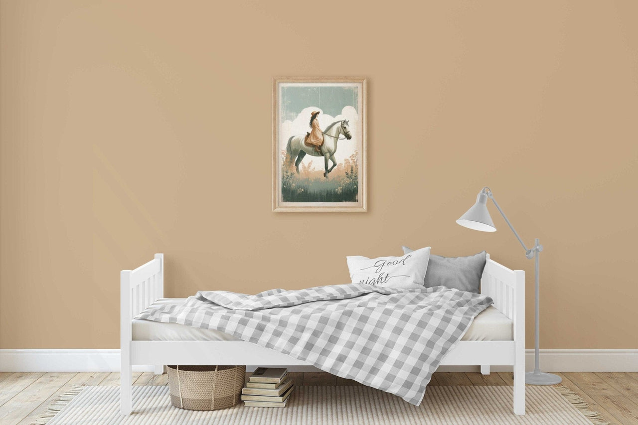 Girl Riding Horse Wall Art – Equestrian Girls Room Print