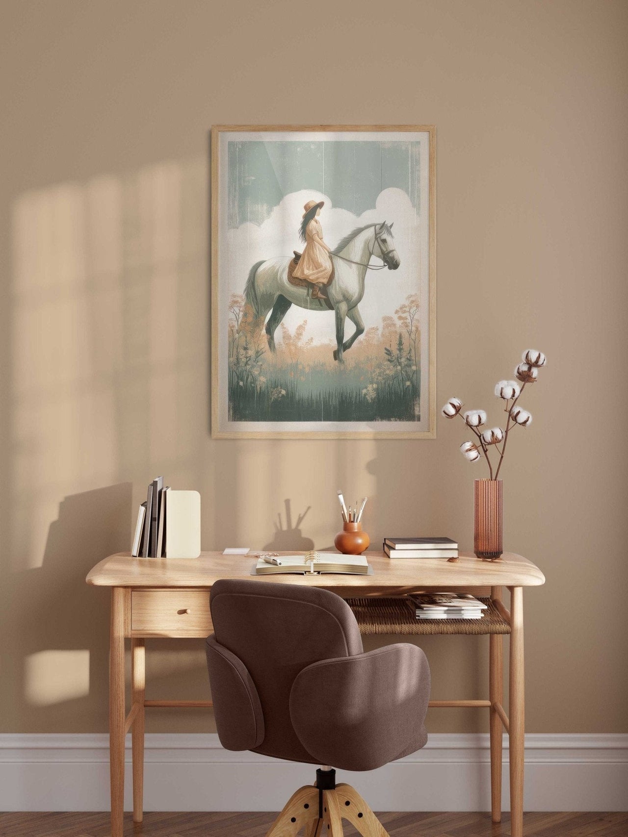 Girl Riding Horse Wall Art – Equestrian Girls Room Print