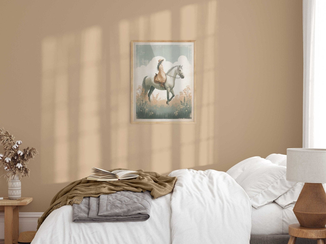Girl Riding Horse Wall Art – Equestrian Girls Room Print