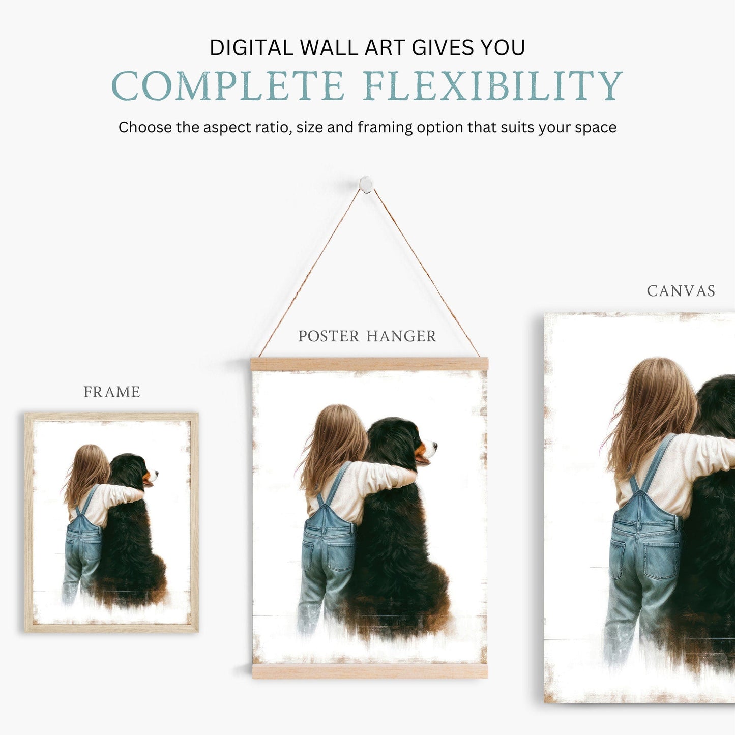 Girl & Bernese Mountain Dog Art, Nursery Decor, Kids' Dog Wall Print - WildfieldPrints