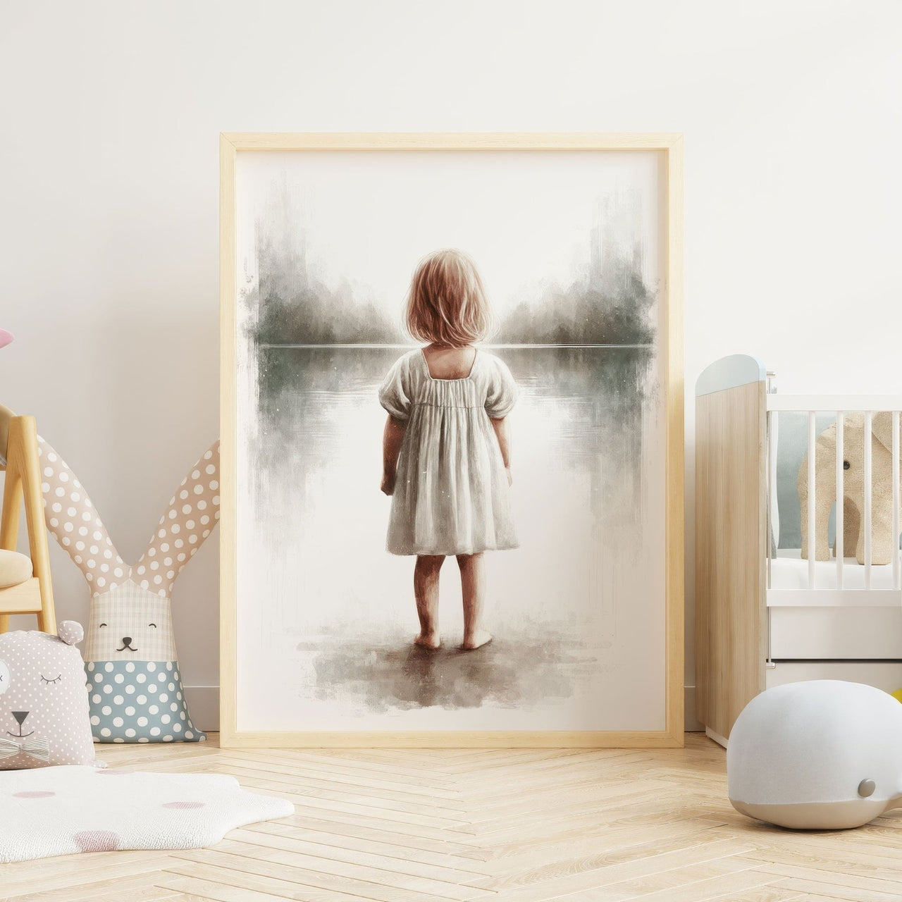 Blonde Toddler Girl Wall Art – Adventure Nursery Print