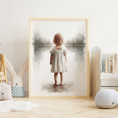 Girl by the Lake Nursery Decor, Beach and Lake Art, Adventure Theme - WildfieldPrints