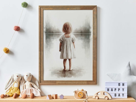 Girl by the Lake Nursery Decor, Beach and Lake Art, Adventure Theme - WildfieldPrints