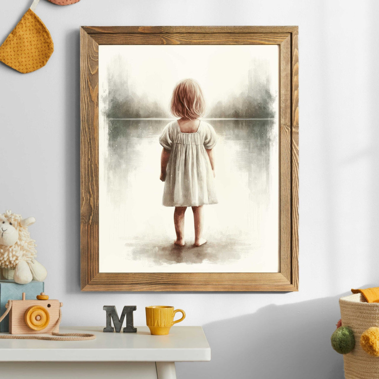 Blonde Toddler Girl Wall Art – Adventure Nursery Print