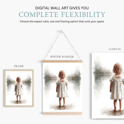 Girl by the Lake Nursery Decor, Beach and Lake Art, Adventure Theme - WildfieldPrints