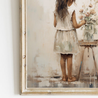 Girl Floral Wall Art, Vintage Nursery Decor, Girly Bedroom Print - WildfieldPrints