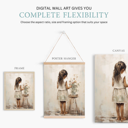 Girl Floral Wall Art, Vintage Nursery Decor, Girly Bedroom Print - WildfieldPrints