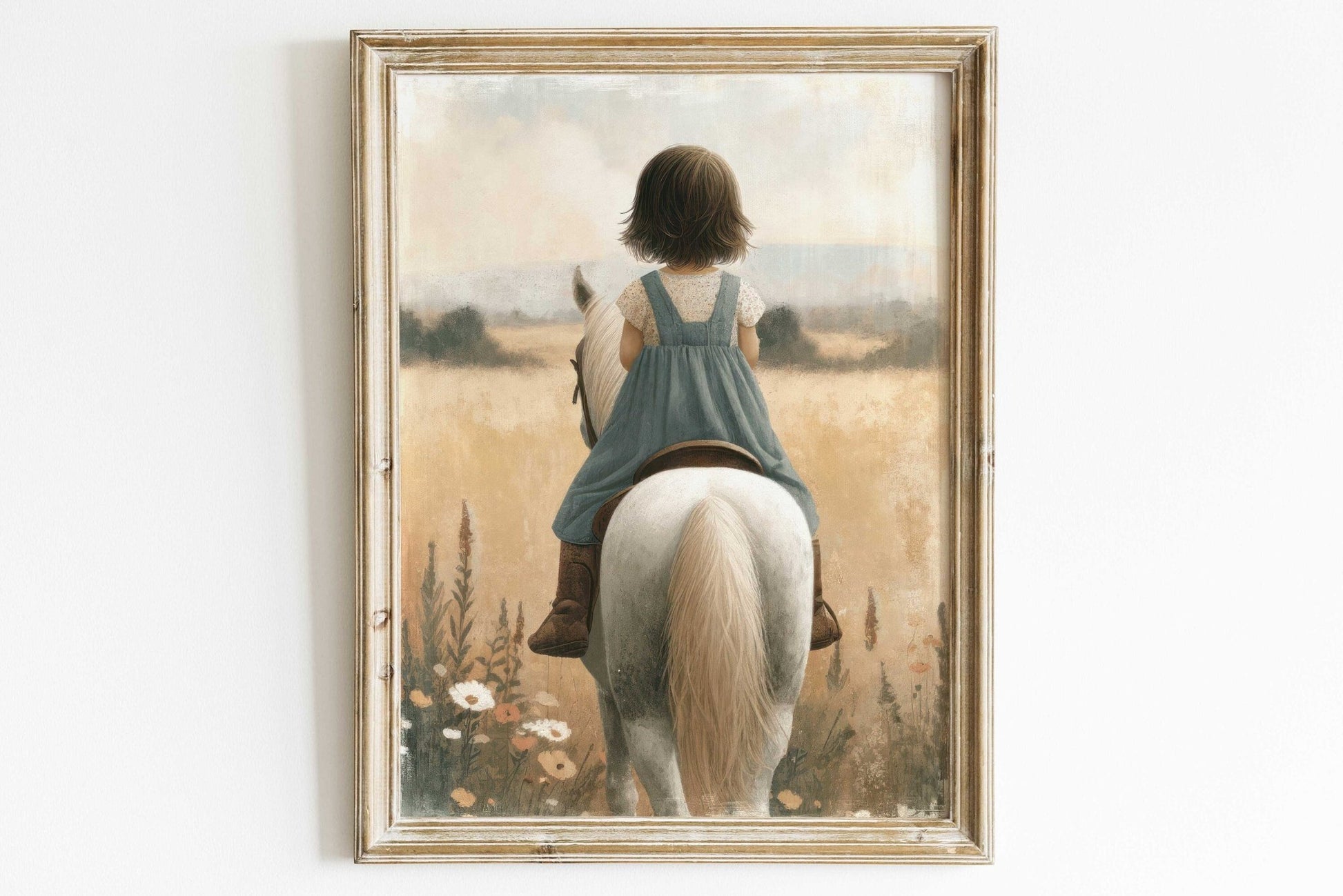 Girl & Horse Painting, Equestrian Wall Art, Nursery Horse Decor - WildfieldPrints