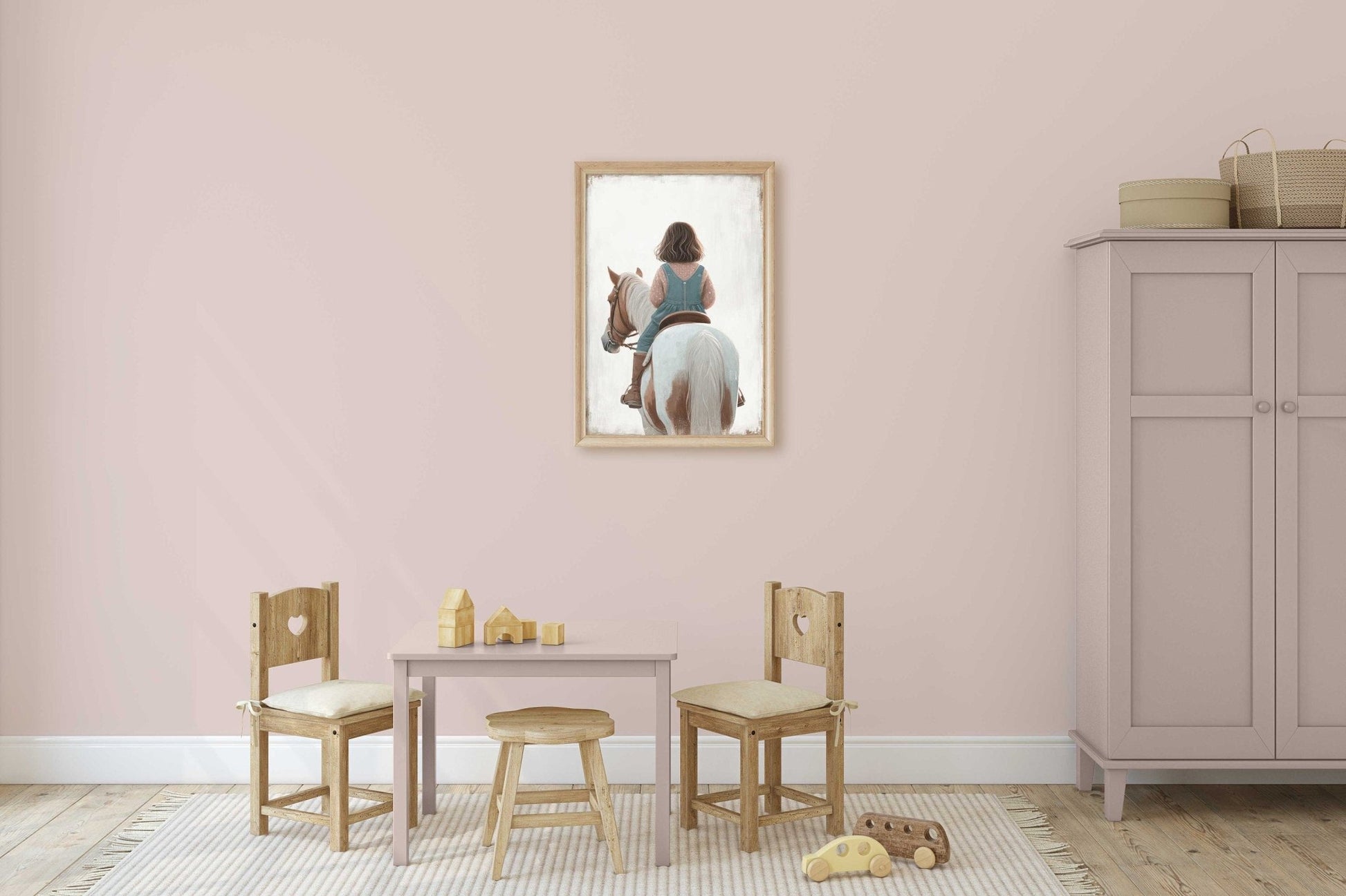 Girl & Horse Painting, Equestrian Wall Art, Nursery Horse Decor - WildfieldPrints