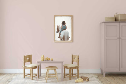 Girl & Horse Painting, Equestrian Wall Art, Nursery Horse Decor - WildfieldPrints