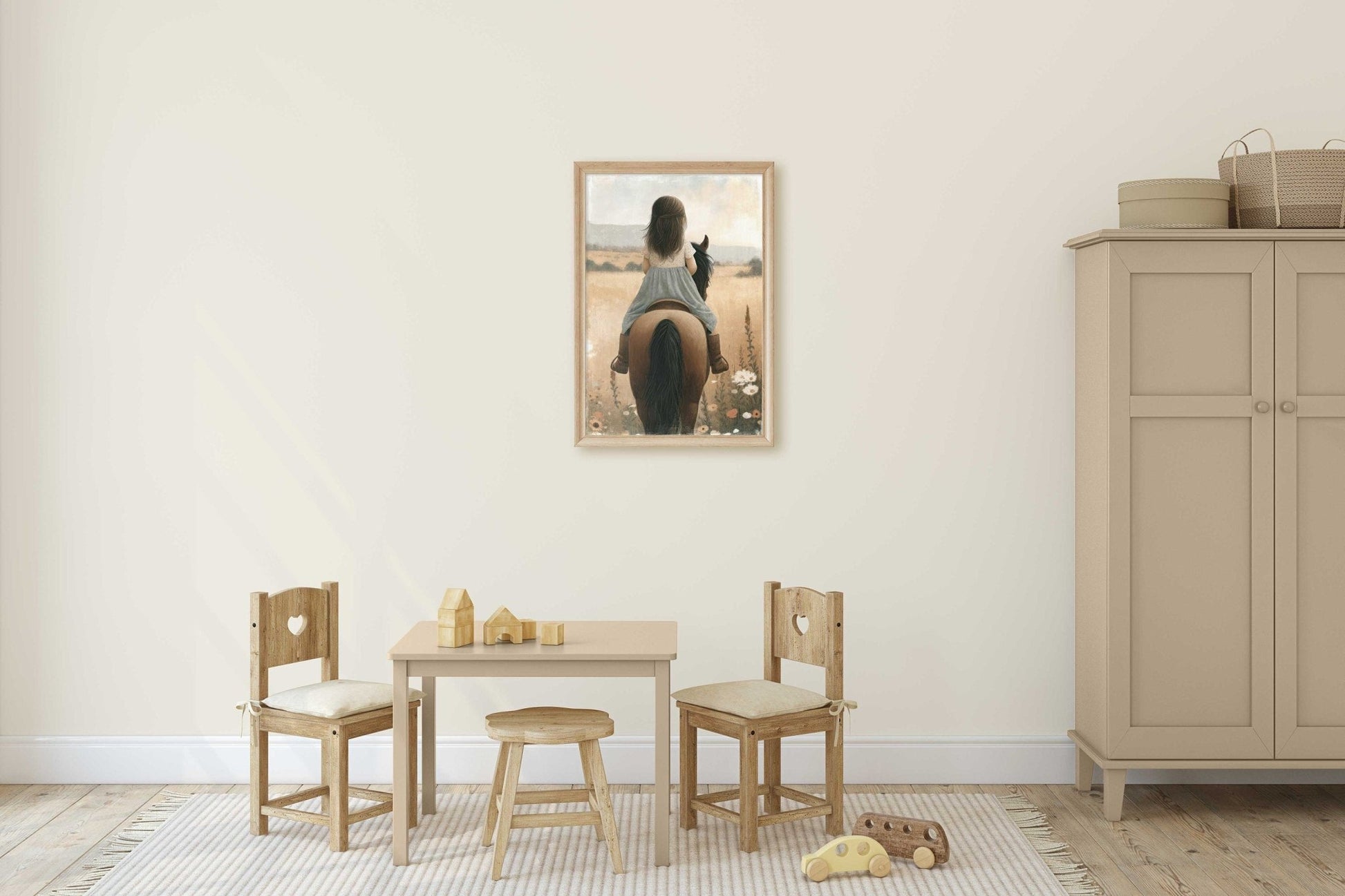 Girl & Horse Painting, Equestrian Wall Art, Nursery Horse Decor - WildfieldPrints