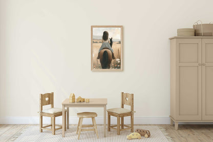 Girl & Horse Painting, Equestrian Wall Art, Nursery Horse Decor - WildfieldPrints