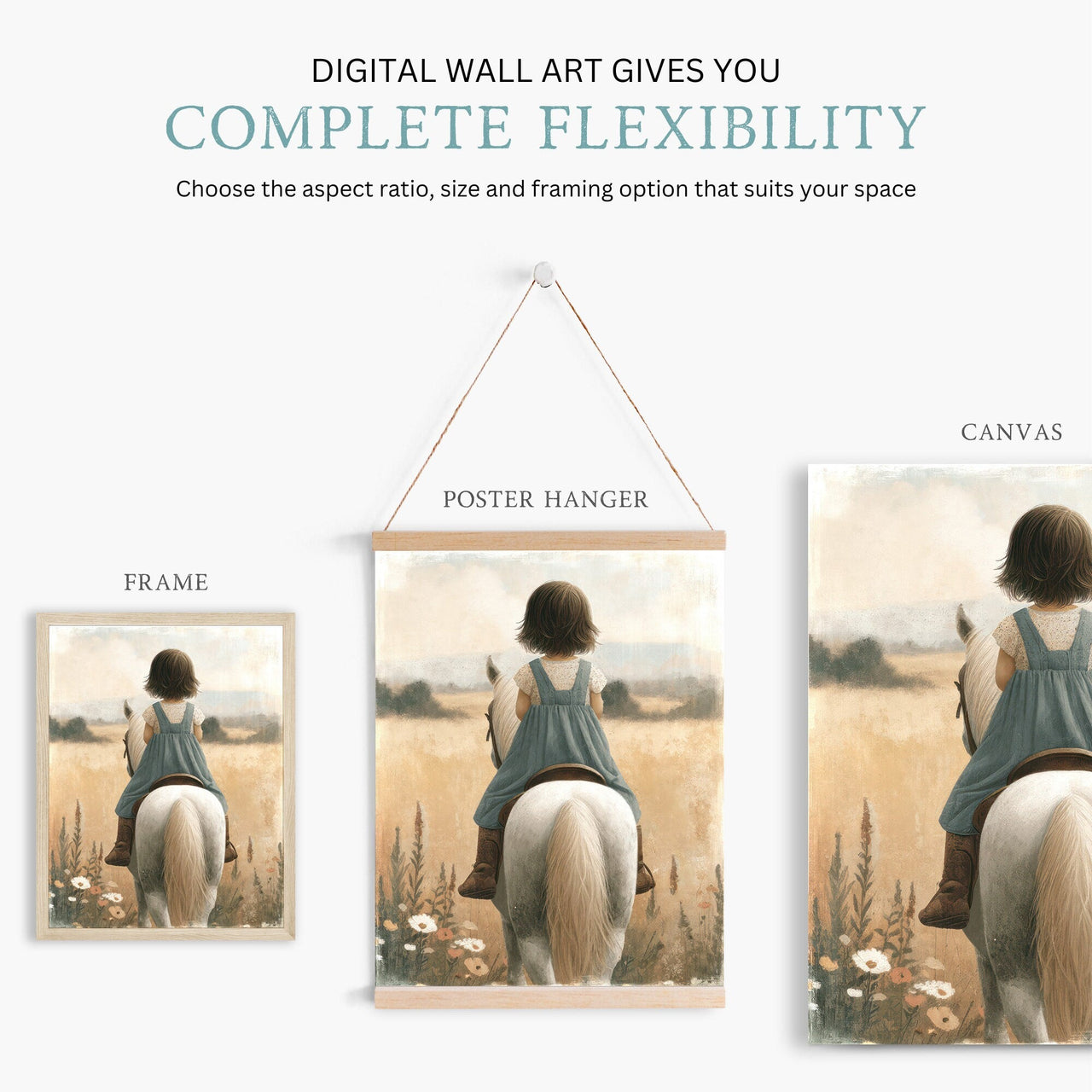 White Horse Wall Art – Equestrian Nursery Print
