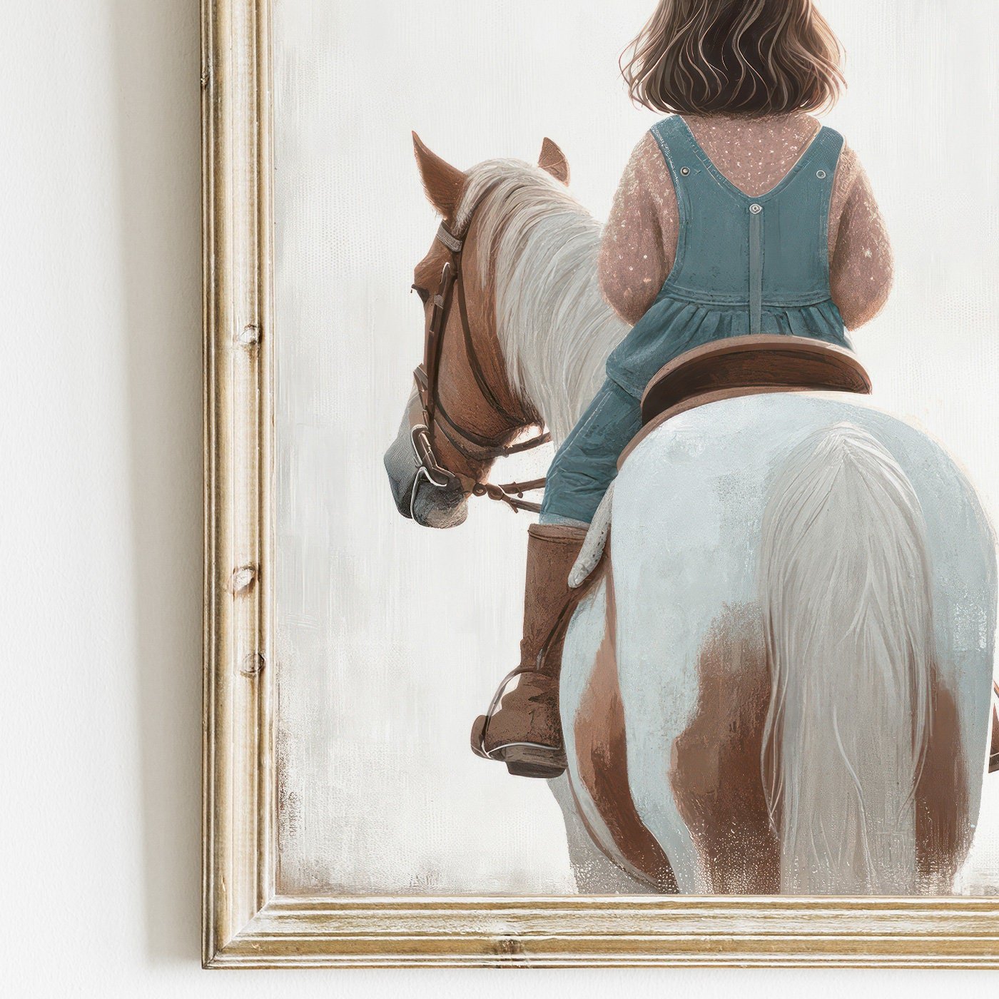 Girl & Horse Painting, Equestrian Wall Art, Nursery Horse Decor - WildfieldPrints