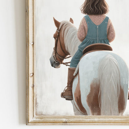 Girl & Horse Painting, Equestrian Wall Art, Nursery Horse Decor - WildfieldPrints