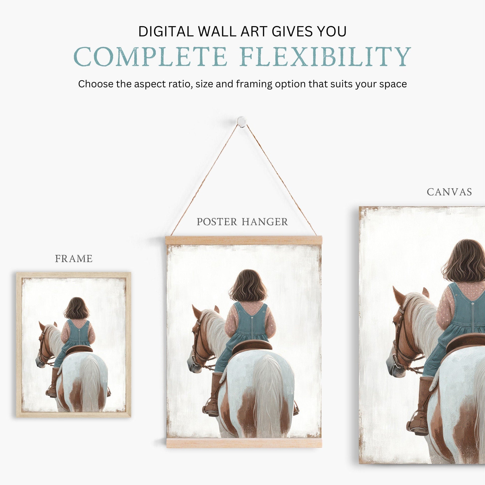 Girl & Horse Painting, Equestrian Wall Art, Nursery Horse Decor - WildfieldPrints