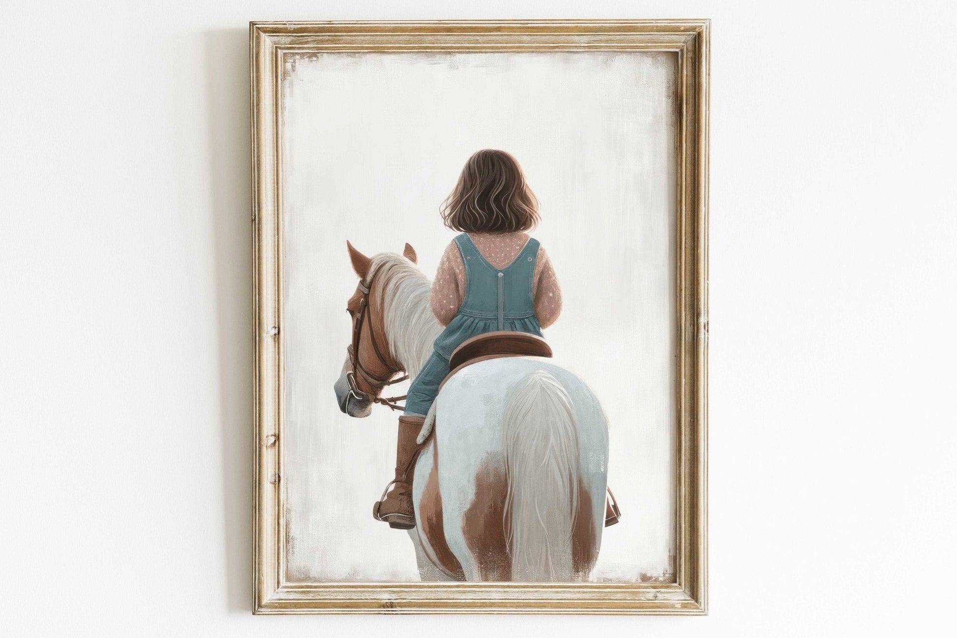 Girl & Horse Painting, Equestrian Wall Art, Nursery Horse Decor - WildfieldPrints