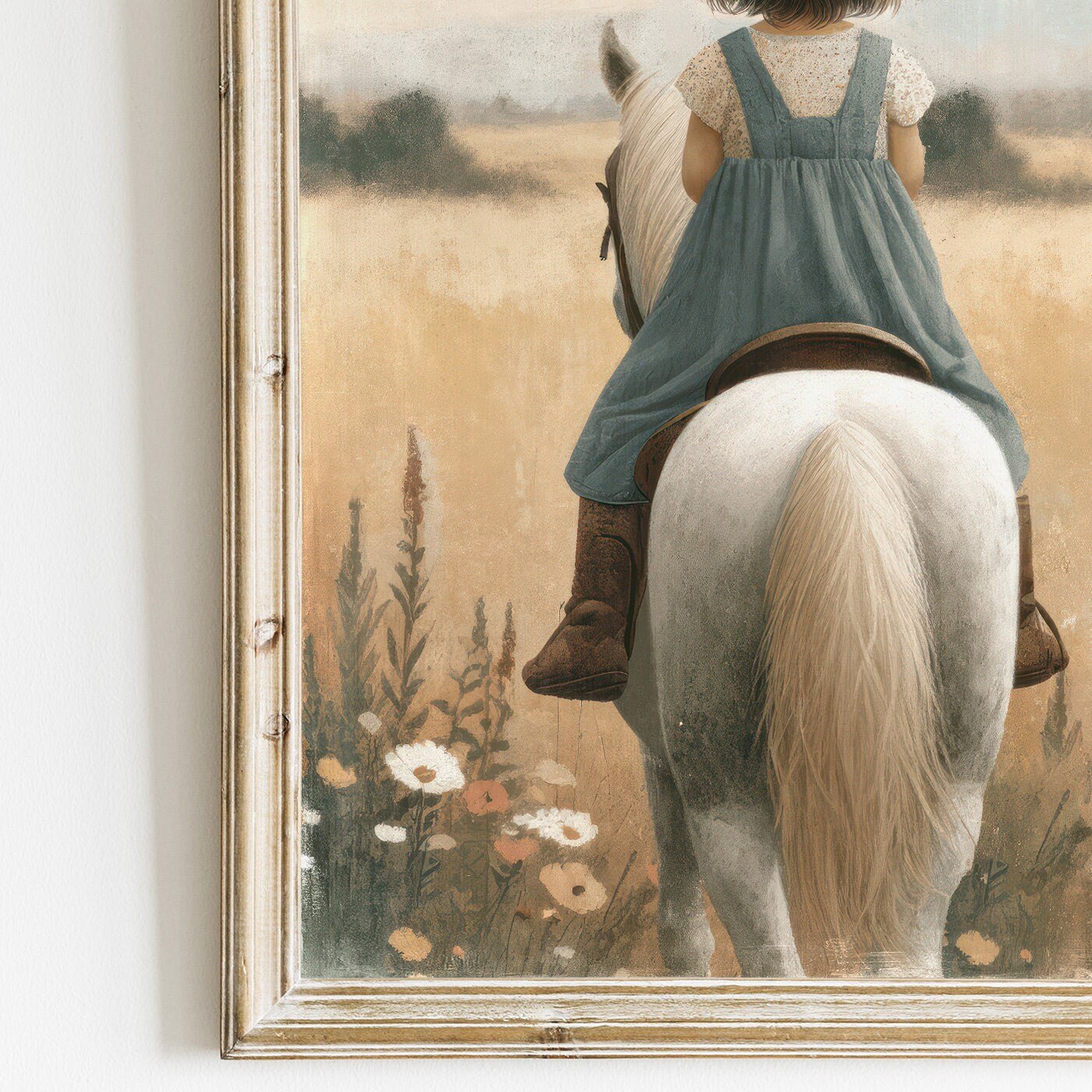 Girl & Horse Painting, Equestrian Wall Art, Nursery Horse Decor - WildfieldPrints