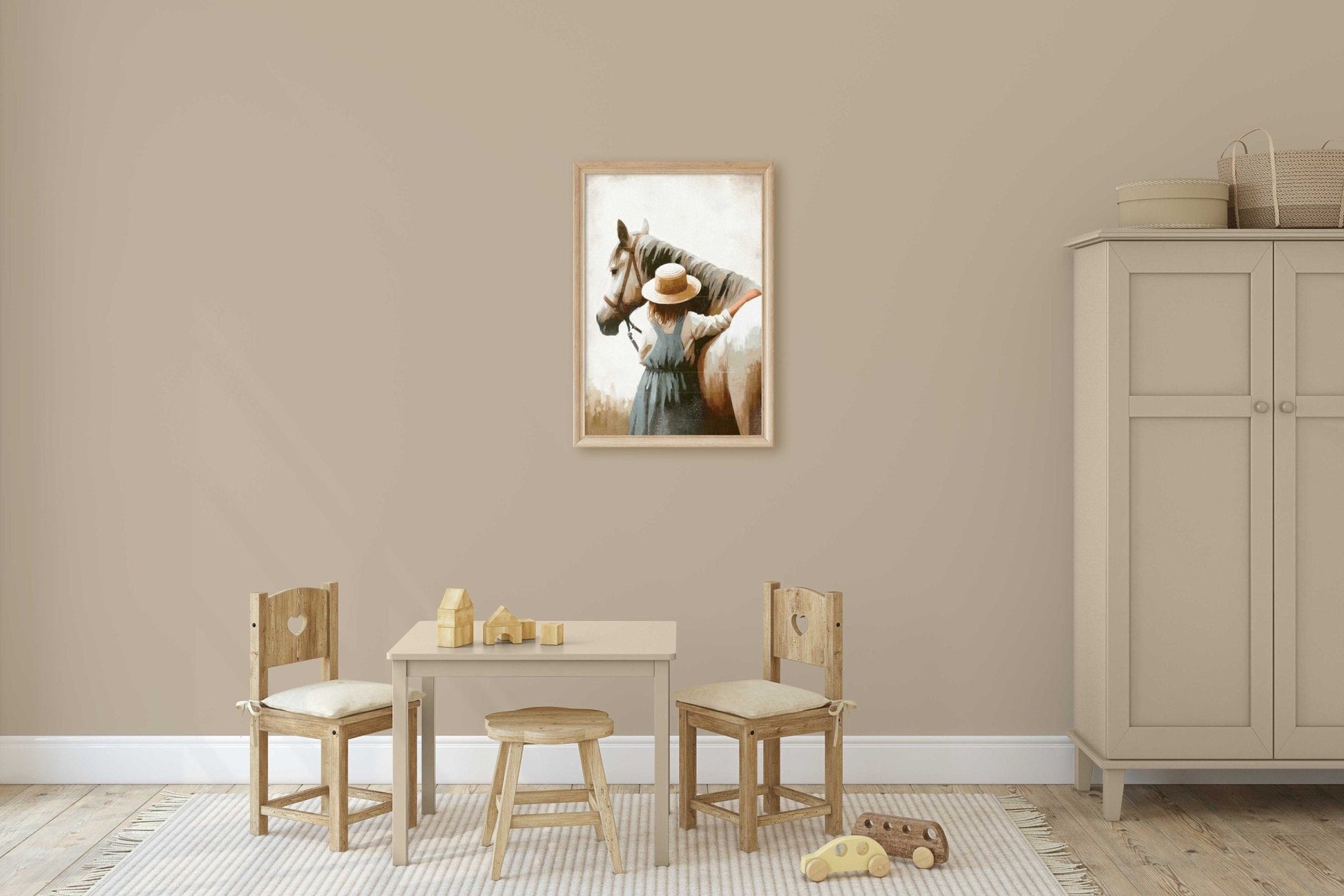 Girl & Horse Print, Equestrian Wall Art, Farmhouse Decor for Kids - WildfieldPrints