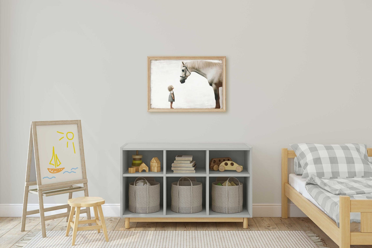 White Horse Wall Art – Farm Girls Room Print