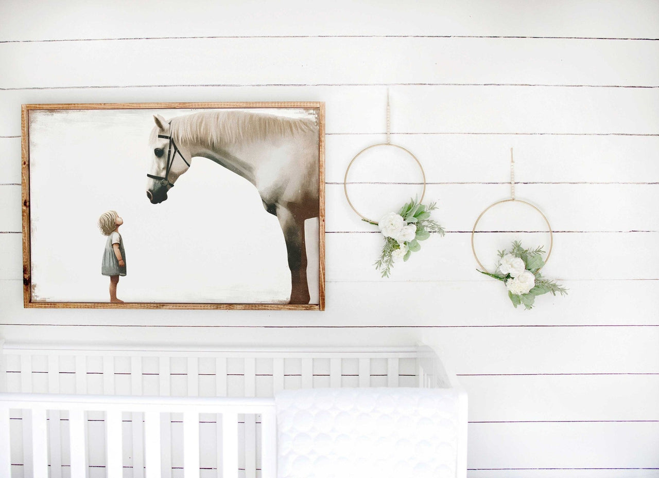 White Horse Wall Art – Farm Girls Room Print
