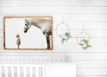 Girl & Horse Print, Horse Nursery Wall Decor, Horse Decor for Girls Room, Farmhouse Nursery, Girls Room Art, Horse Art, Printable Horse Art - My Store
