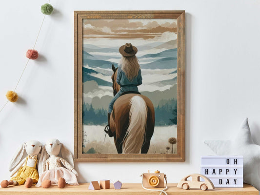 Girl & Horse Prints, Equestrian Decor for Girls Room, Nursery Art - WildfieldPrints