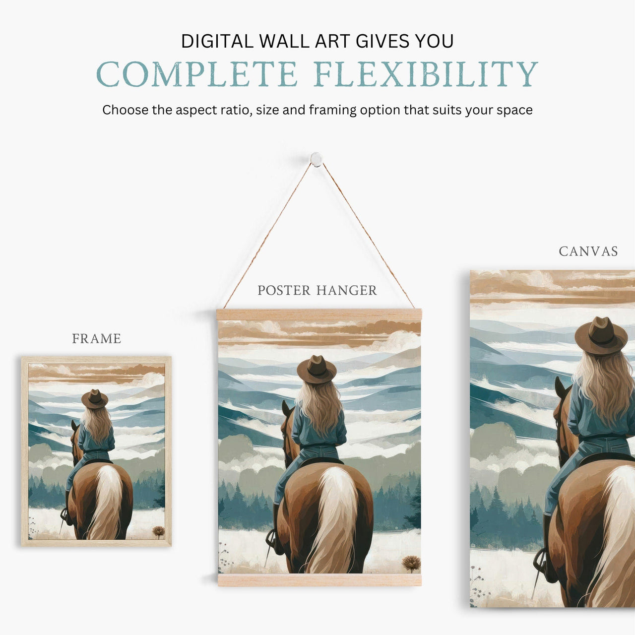 Young Girl Horse Print – Equestrian Nursery Wall Decor