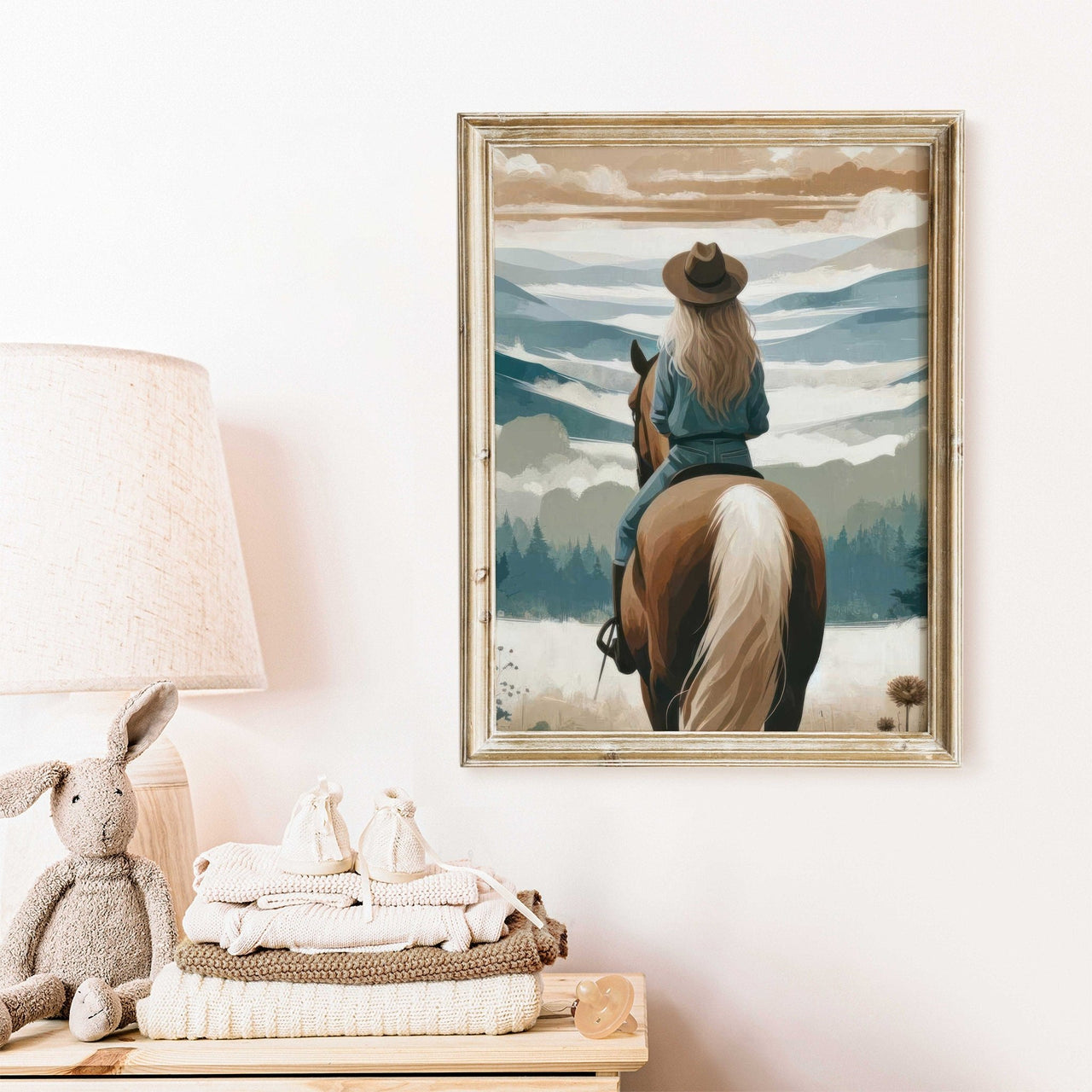 Young Girl Horse Print – Equestrian Nursery Wall Decor