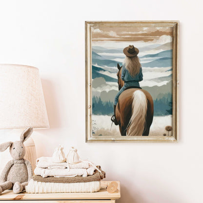 Girl & Horse Prints, Equestrian Decor for Girls Room, Nursery Art - WildfieldPrints