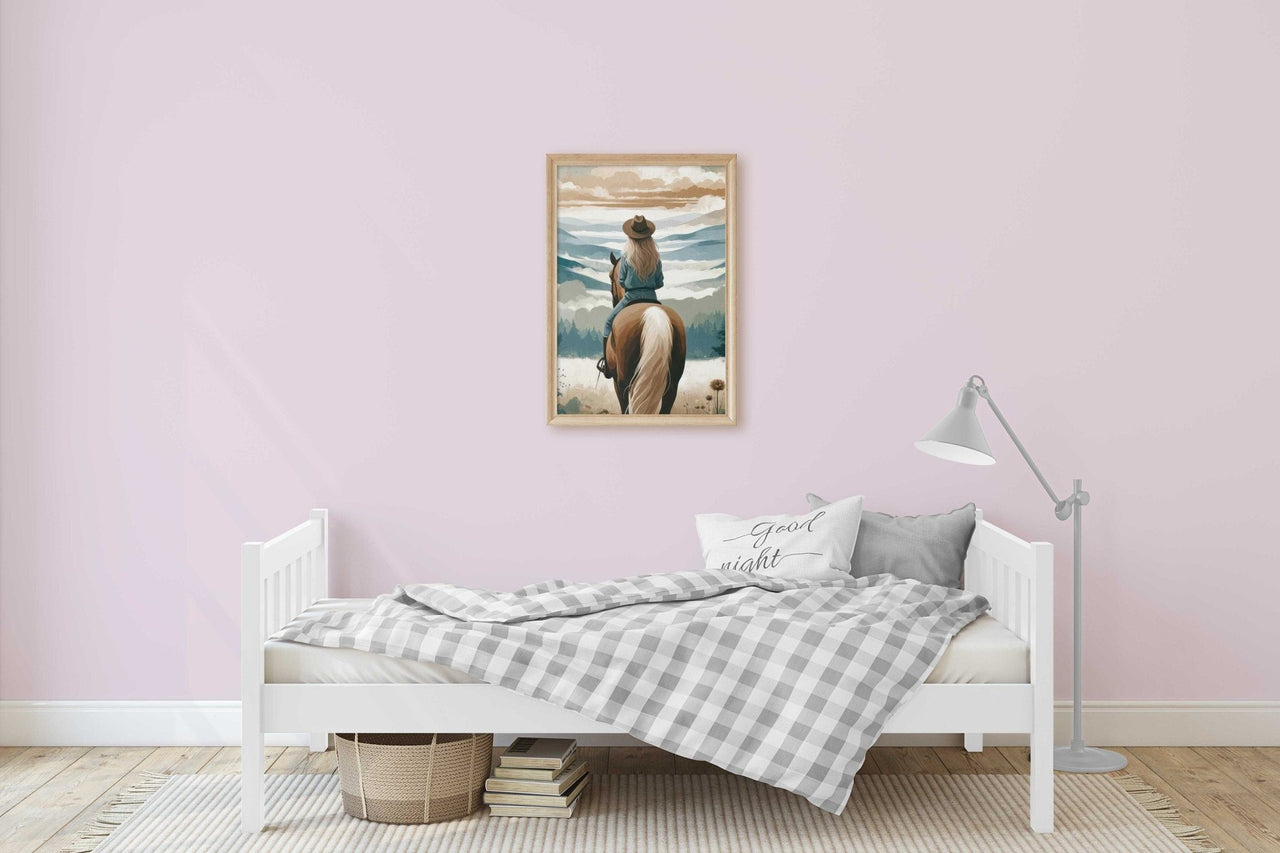 Young Girl Horse Print – Equestrian Nursery Wall Decor